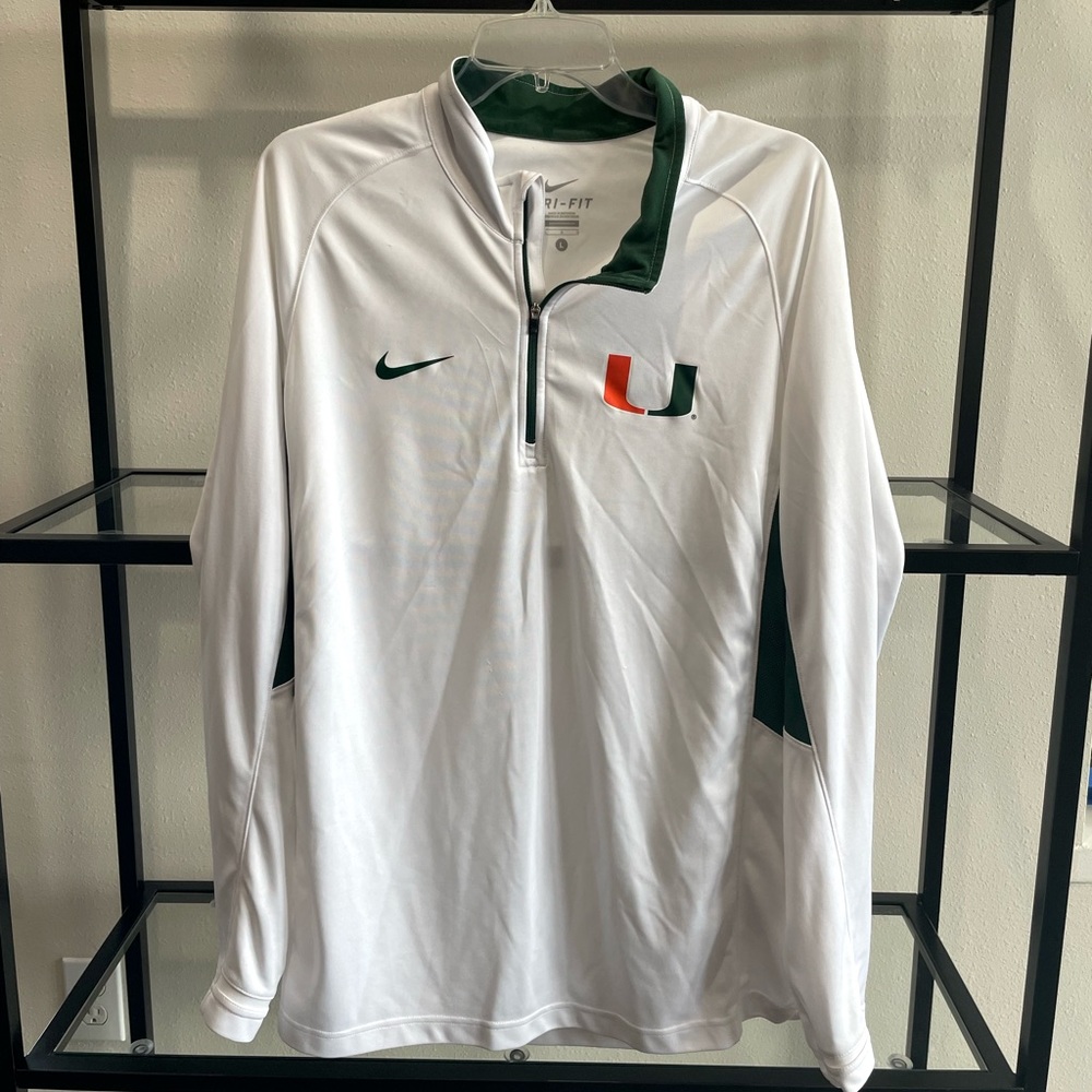 Miami Hurricanes Nike Dri-fit quarter zip XL - white and green. Like new!